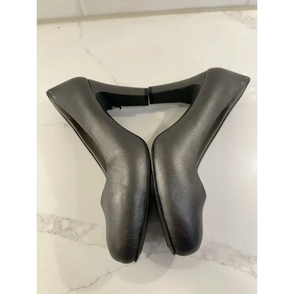 Eileen Fisher Pure‎ II Womens Sz 7.5 M Gray Metallic Pumps Heels Shoes Round Toe
